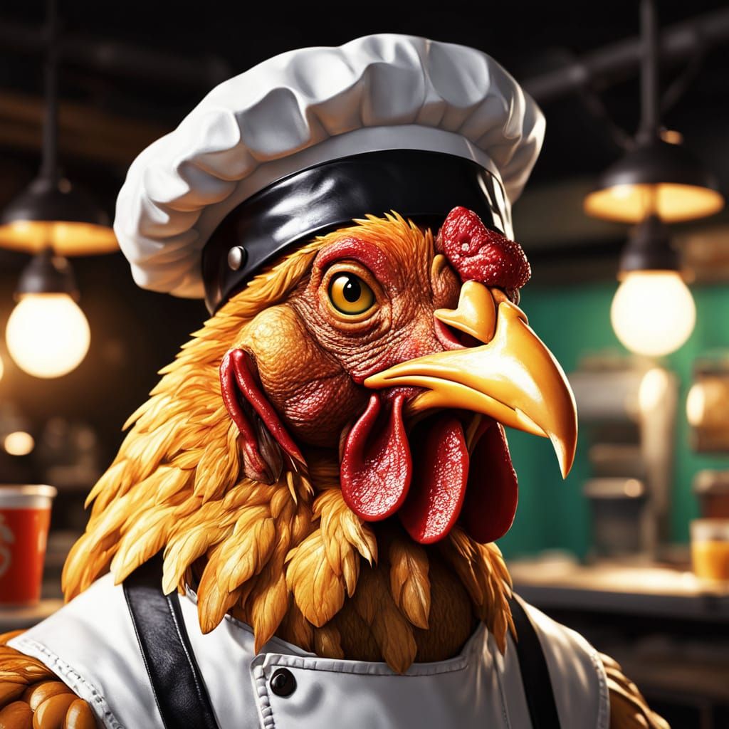 Grimy Fast Food Animatronic in Golden Brown Lighting