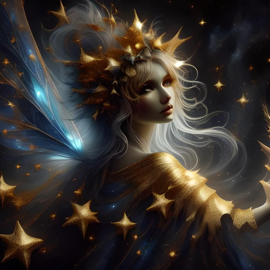 Mouse Fairy Howling at Moon, Digital Painting