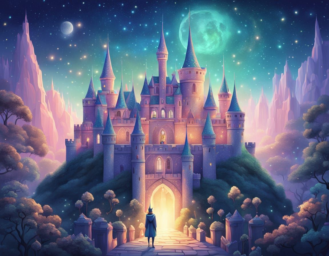 Fantasy Elf Castle with Twinkling Stars