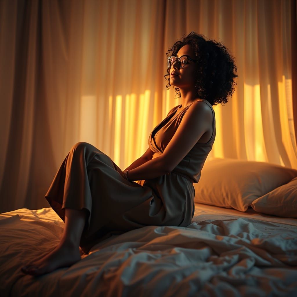 Indian Woman in Golden Light, Digital Art