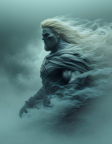 Muscular Superhero in Dramatic Golden Hour Light