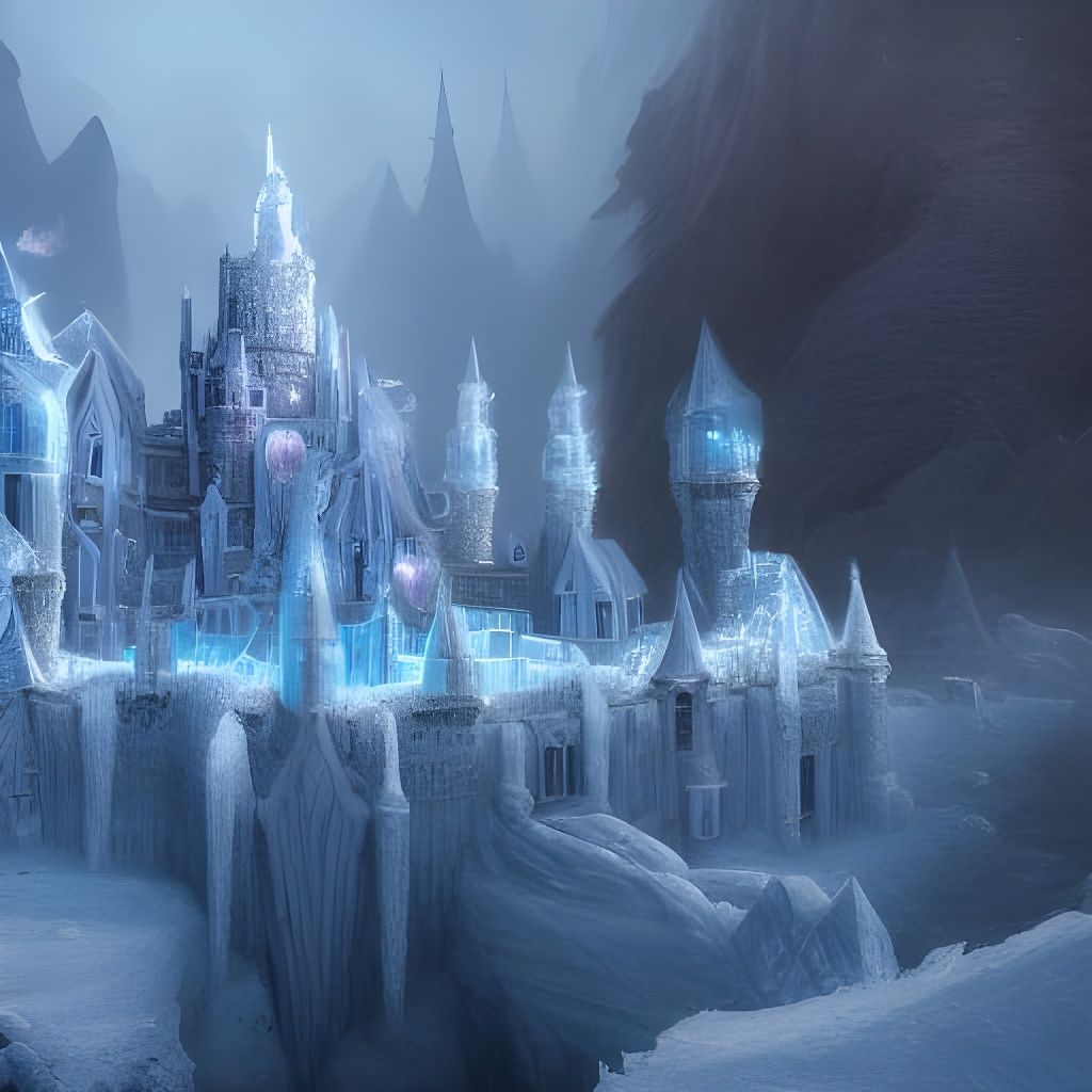 Fantastical Ice Castle in Detailed Matte Painting