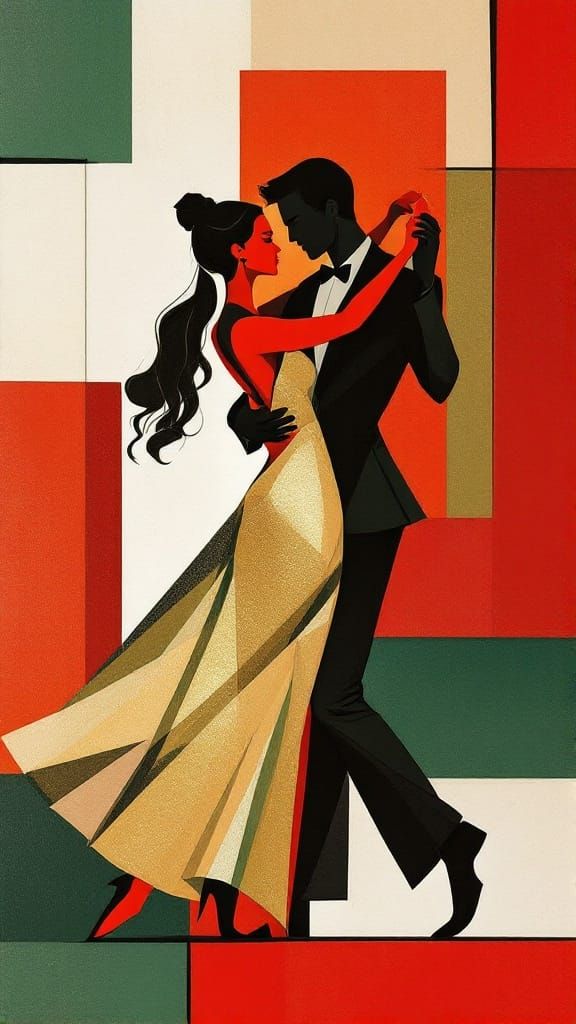 Dancers in Festive Cubist Tango