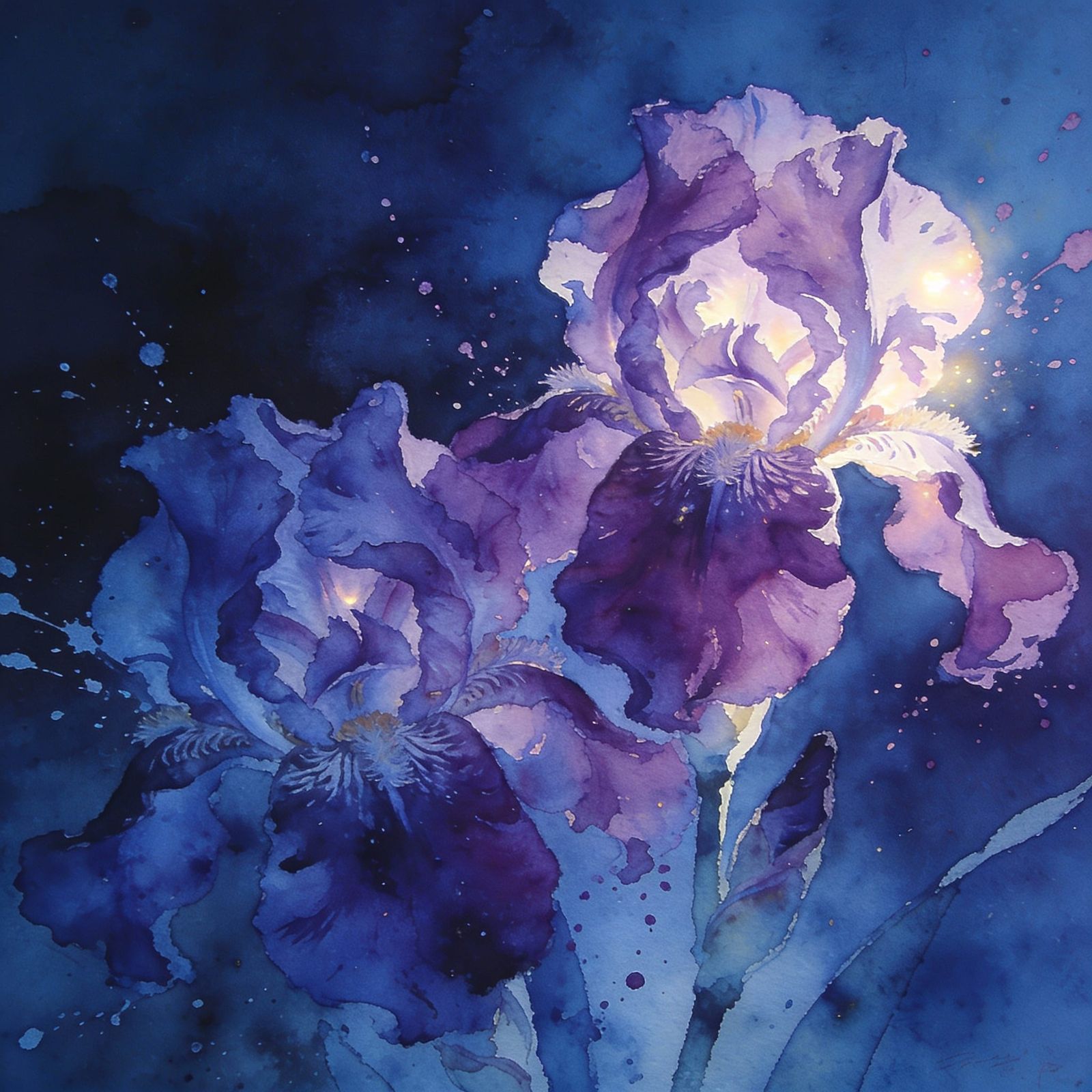 Abstract Iris Ink Splash in Blue and Purple