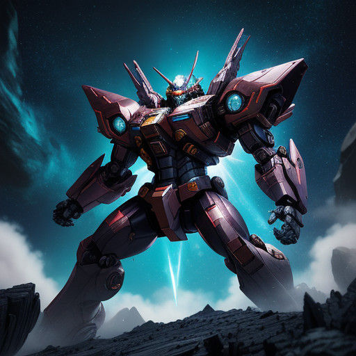 Vibrant Anime Space Maiden in Epic Rugged Asteroid Battle St...