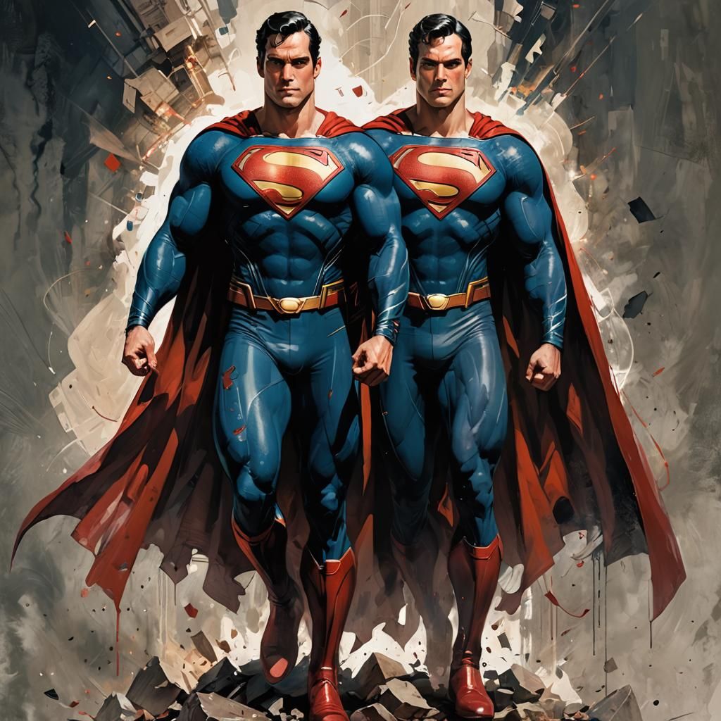 Superman in Dark Academia Poster Art Style