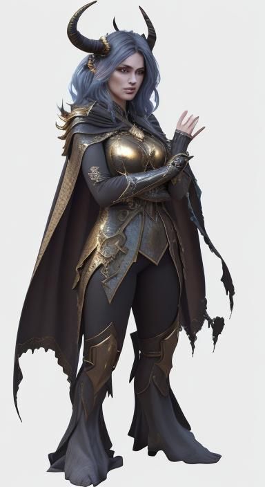 Heroic Horned Woman Concept Art in 3D