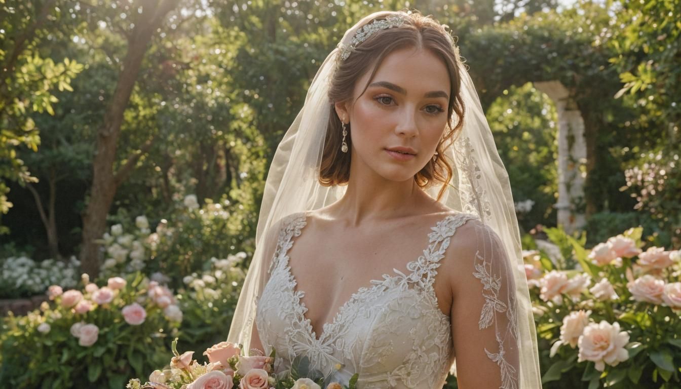 Bride in Lace Gown in Romantic Photorealism