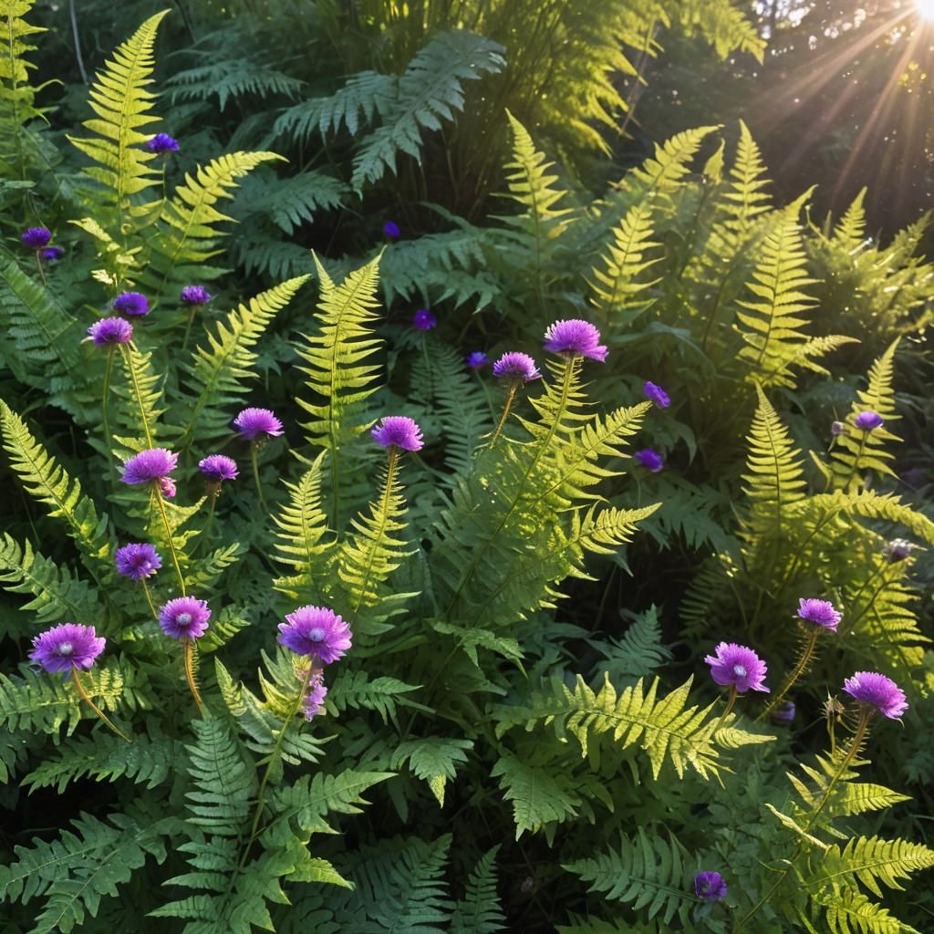 Golden Hour Sun Shines on Starry Floral Undergrowth