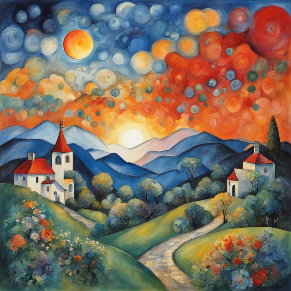 Sunset in the Style of Marc Chagall