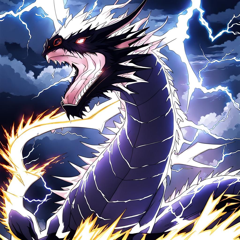 Anime Style Lightning Dragon Illustration