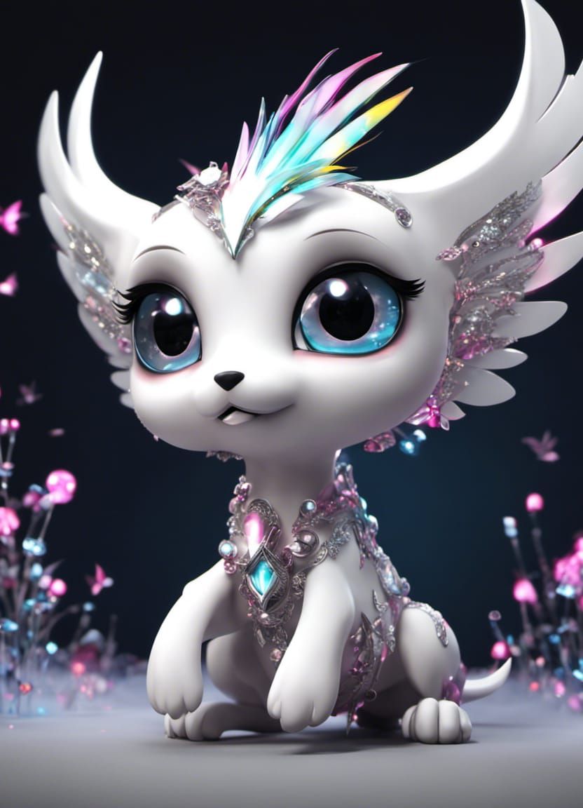 Chibi Code-Born Phoenix in Glitchcore Style