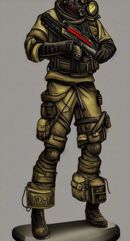 diesel punk soldier fighting