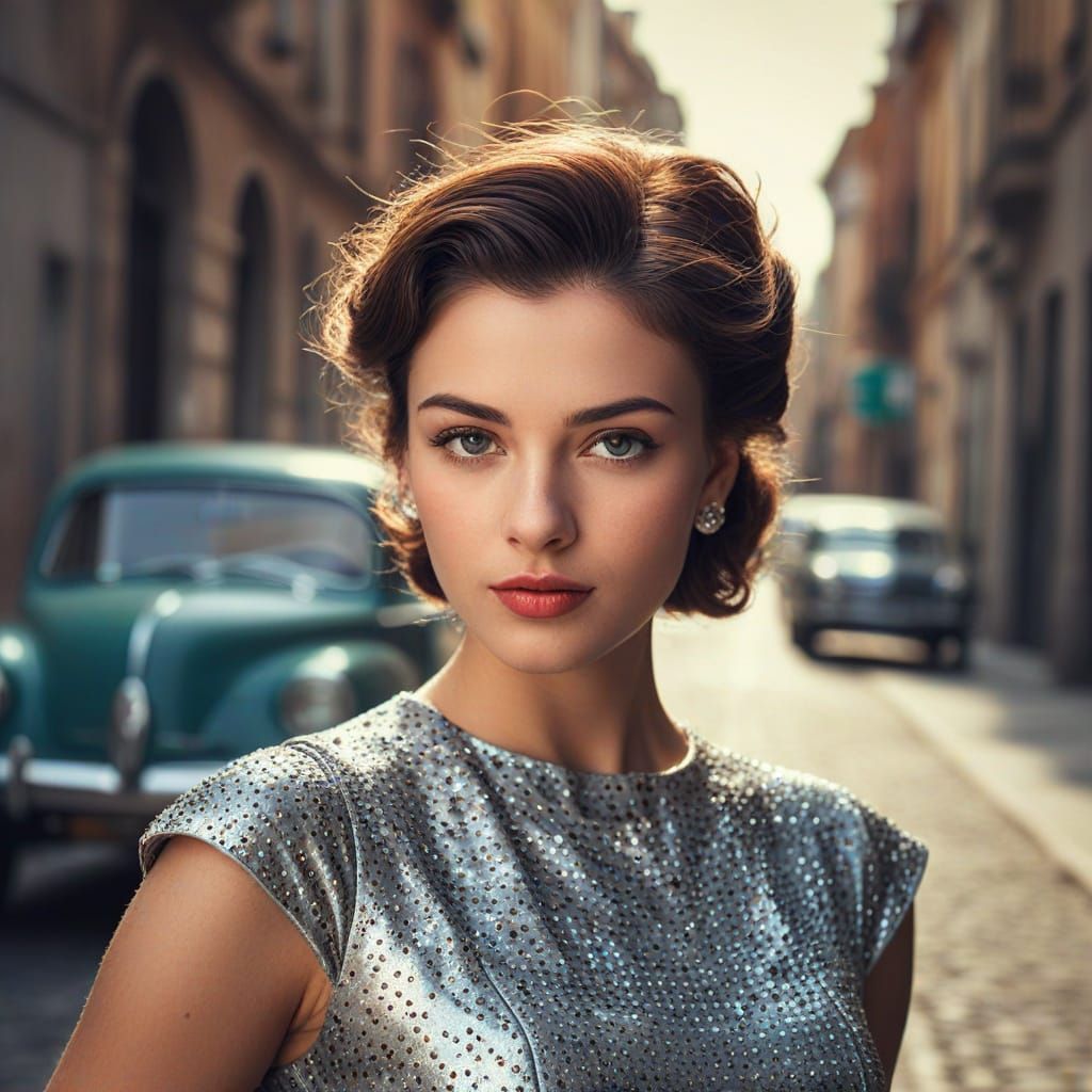 Retro-Futuristic 1950s Woman in Hyper-Realistic Style