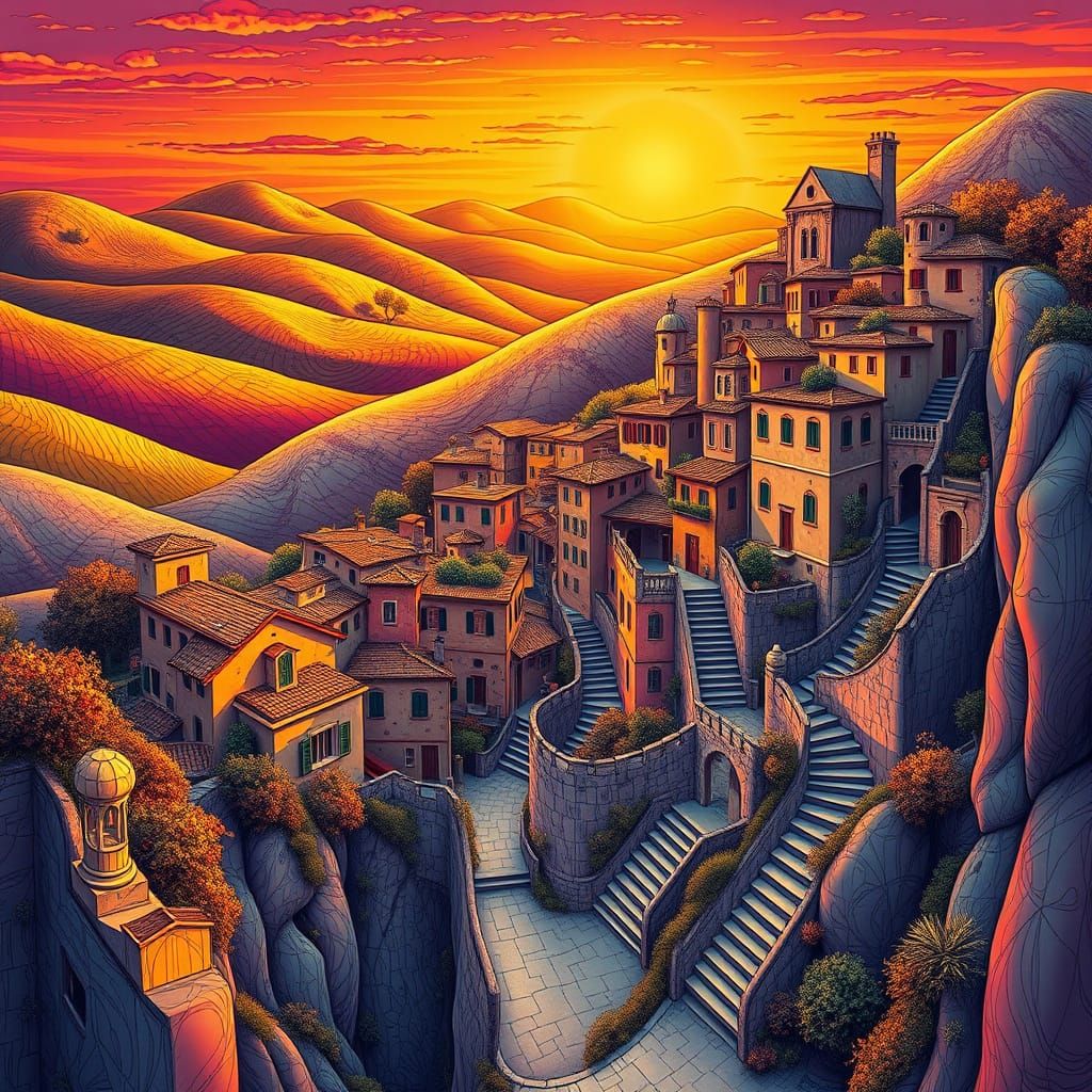 Surreal Italian Village Transforms into Impossible Staircase...