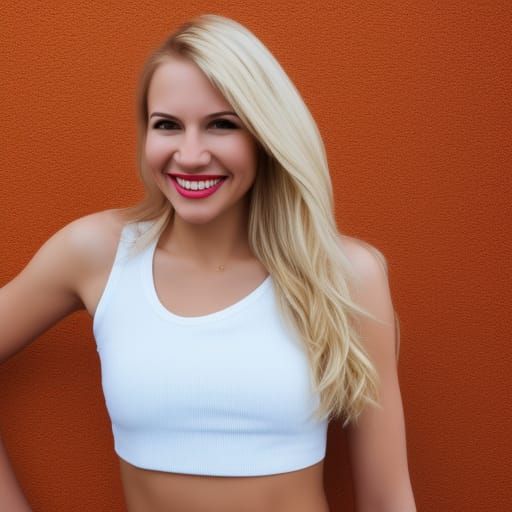 Smiling Blonde Woman in Crop Top Portrait