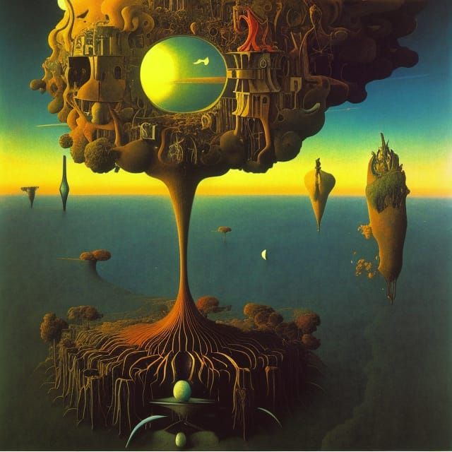 Apocalyptic Sunrise in Surrealist Style