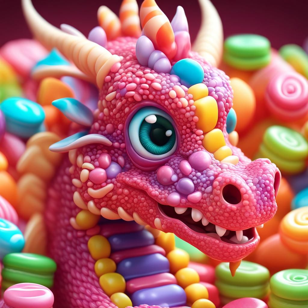 Candy Dragon in Whimsical Candyland Art Style
