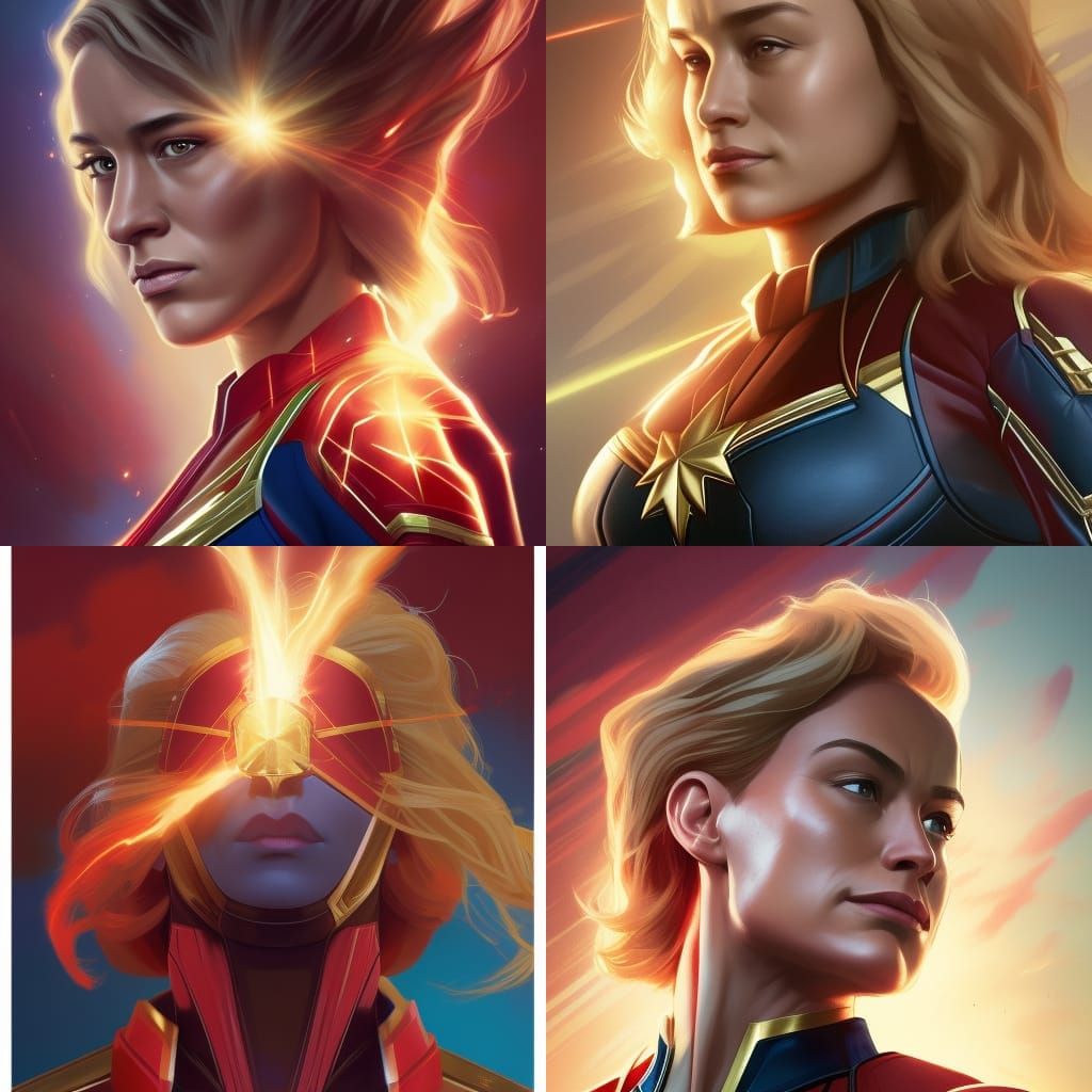 Captain Marvel Portrait in Hyperdetailed Digital Art Style