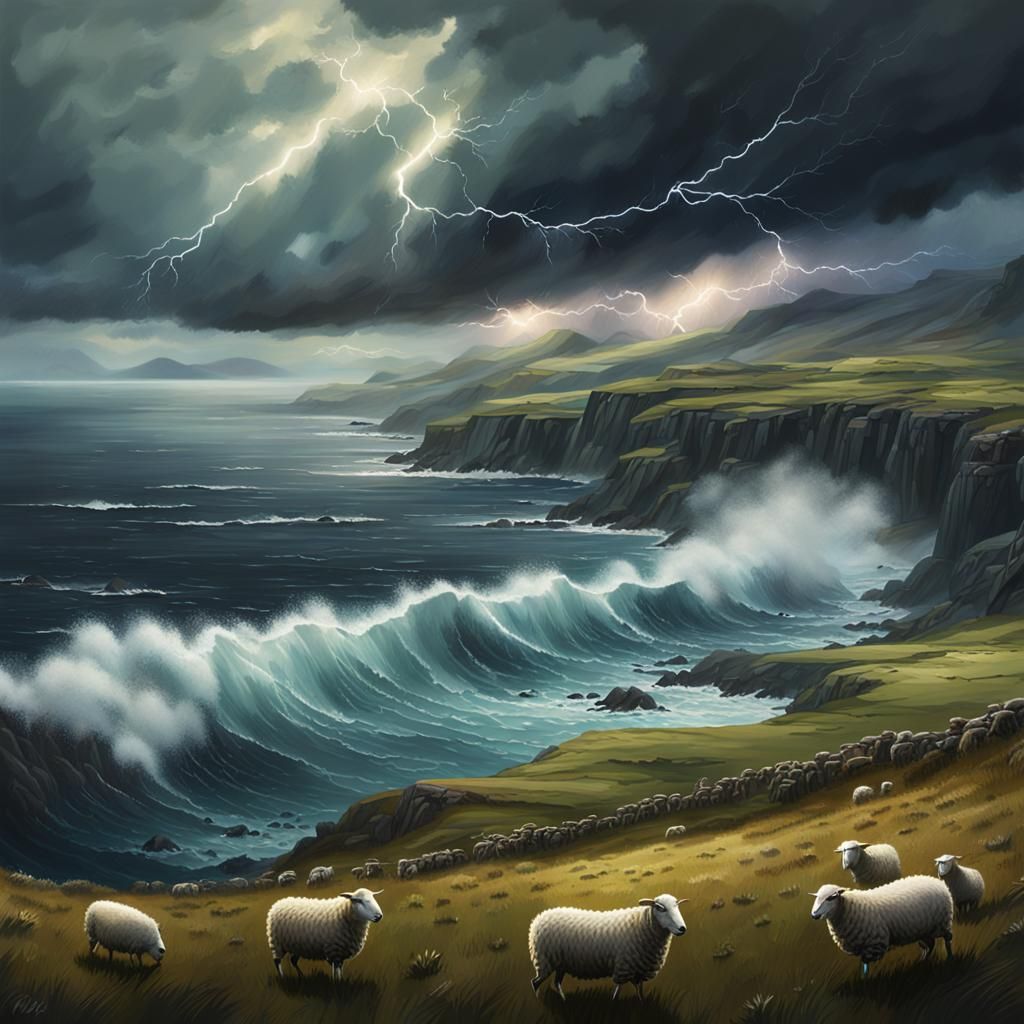 Dramatic Scotland Storm in Hyperrealistic Style