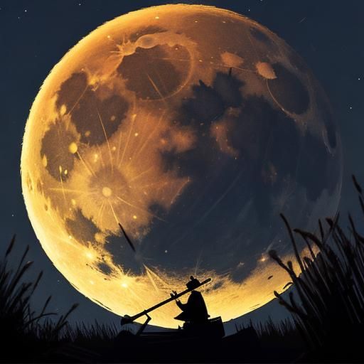 Harvest Moon Over Golden Field