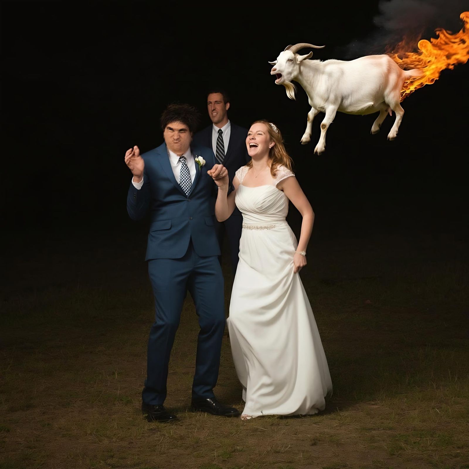 Fiery Goat Photobombs Wedding