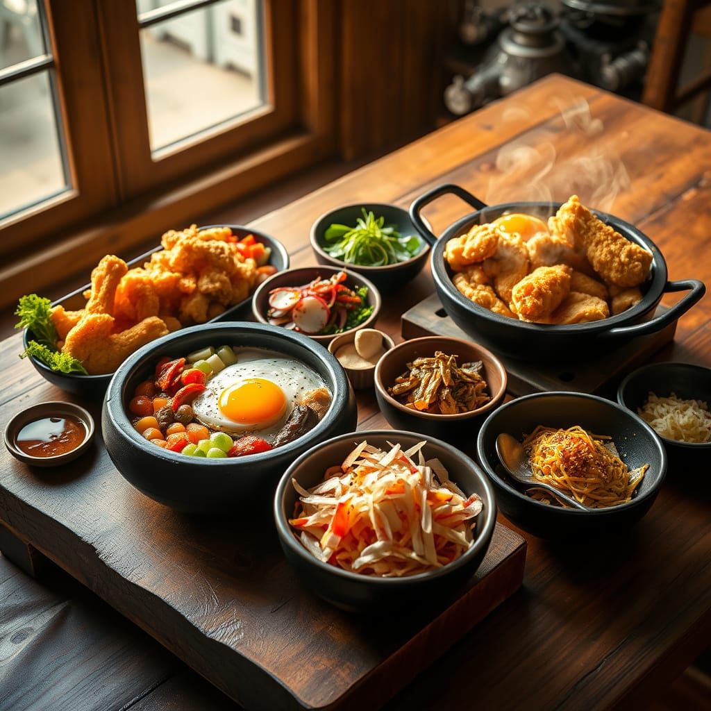Korean Cuisine Still Life in Warm Light