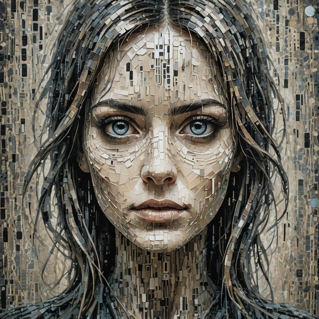 Woman made of  binary code,