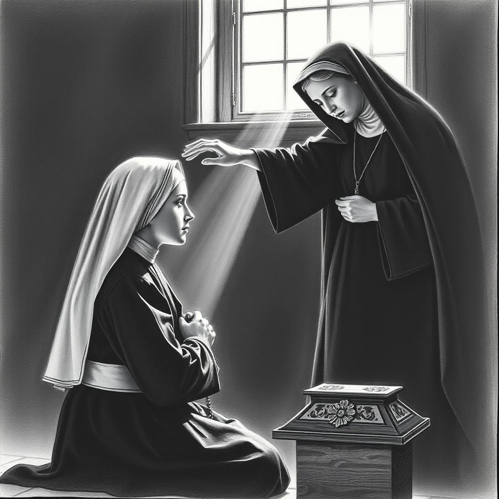 A Nun in Devotion, Gently Touched by a Fellow Sister
