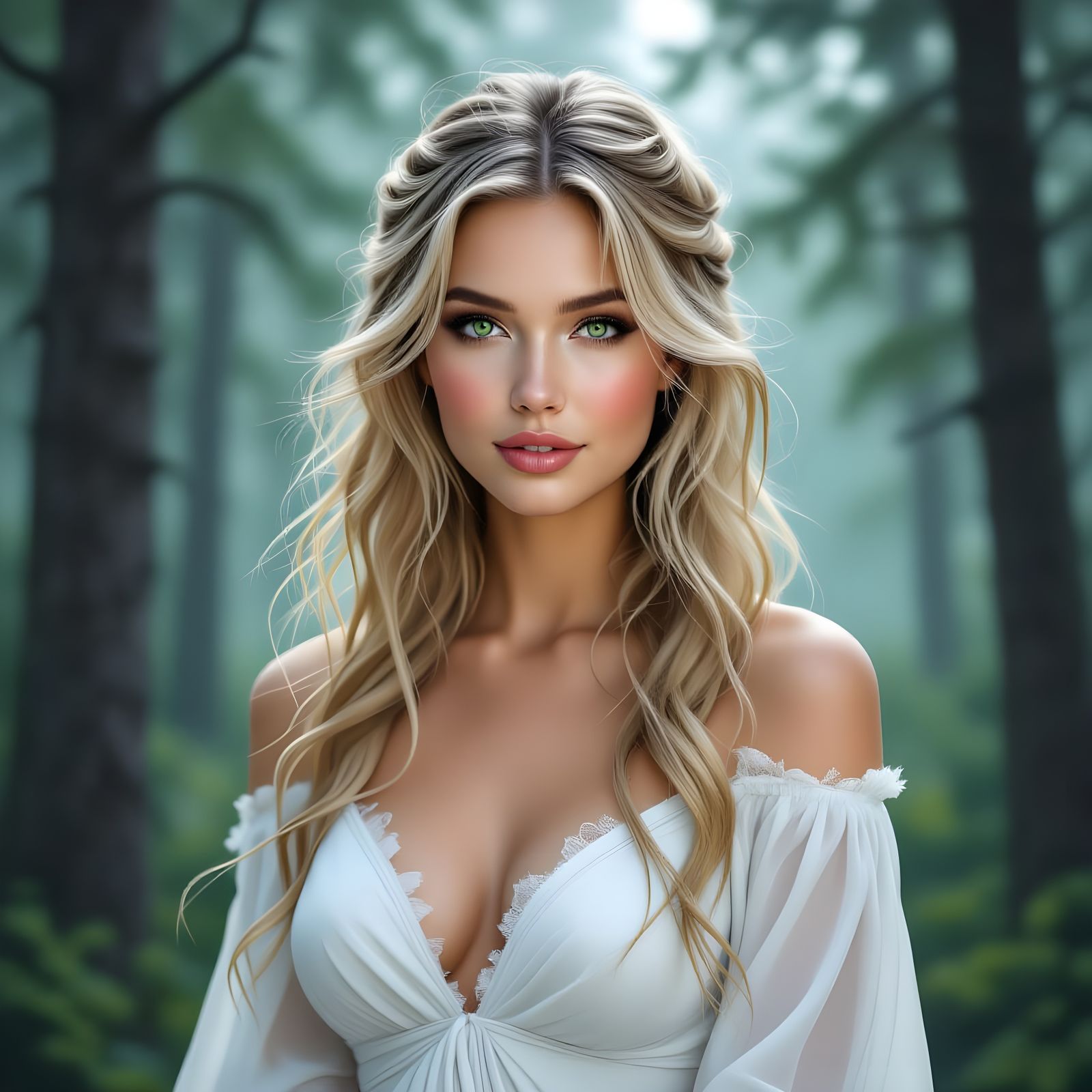 Norse Goddess in Dichromatic Charcoal Sketch