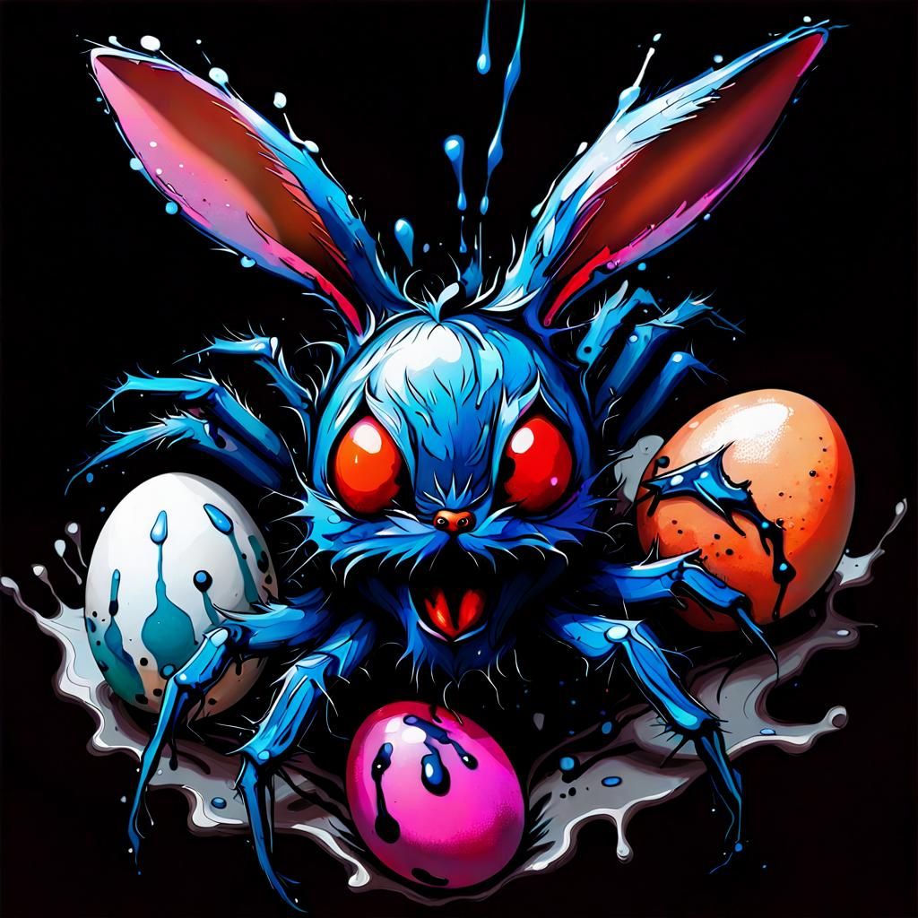 Rabbit-Headed Spider in Surrealist Digital Art