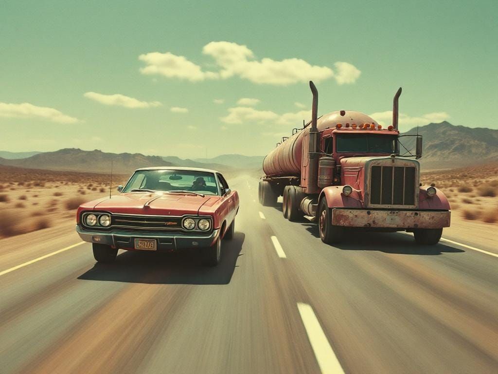 Cinematic Desert Chase with Classic Vehicles