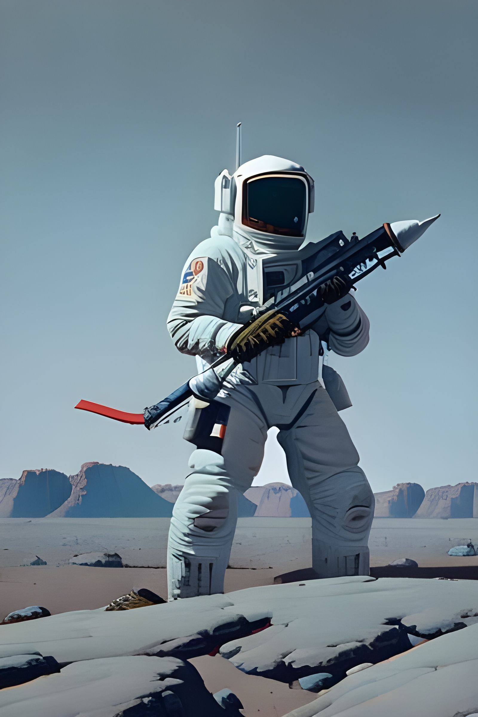 Astronaut Painting on Moon in Hyperdetailed Style