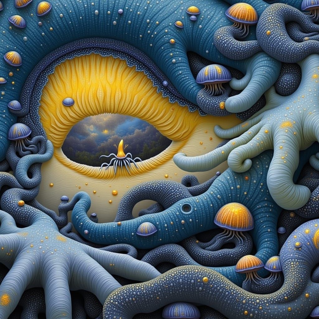 Surreal Sci-Fi Comic Book Page Unfolds in Mystical Realm