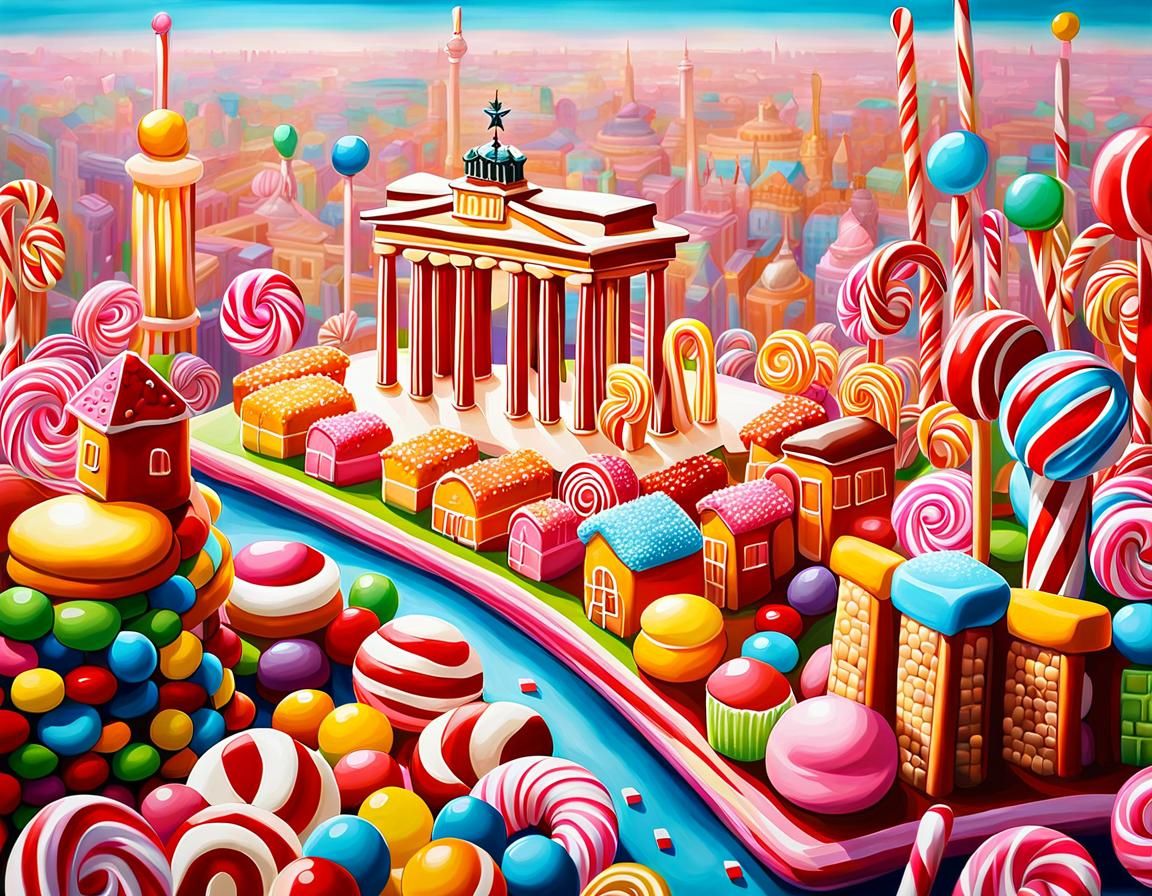 Berlin Candyland: A Whimsical Candy Art Painting
