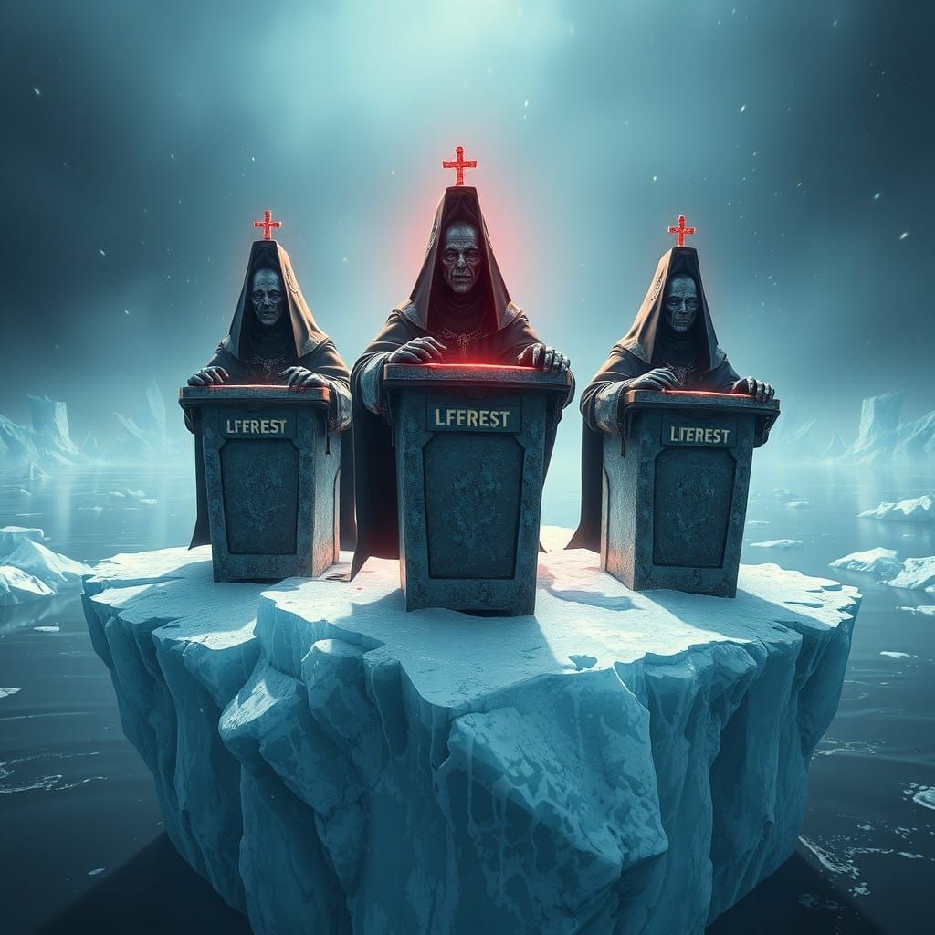Priest Bins Perform Exorcism on Iceberg: Fantastical Matte P...