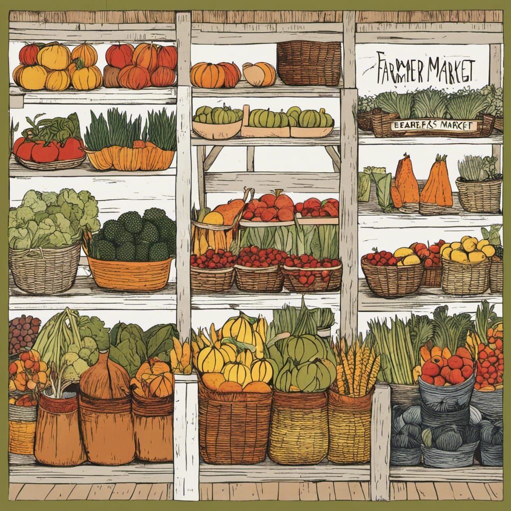 Colorful Farmer's Market Illustration