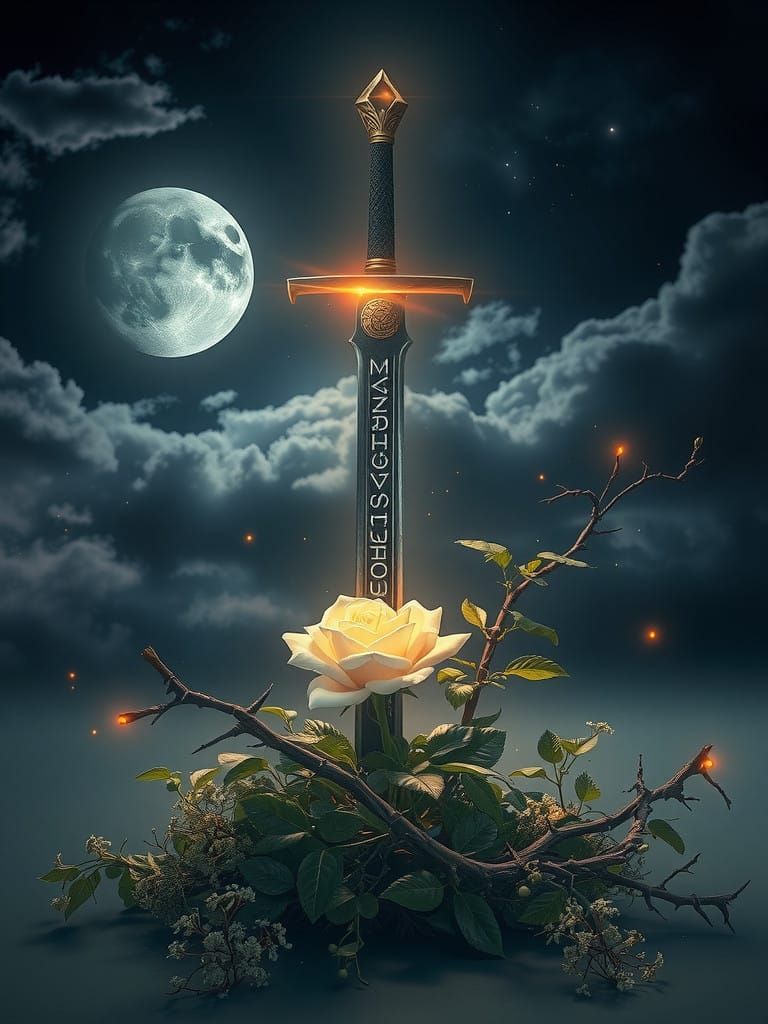 masterpiece, best quality, good quality, very aesthetic, absurdres, newest, flower, weapon, outdoors, sky, cloud, sword,...