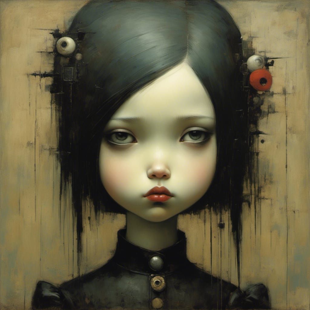 Pouty Girl in Graphic Novel Style