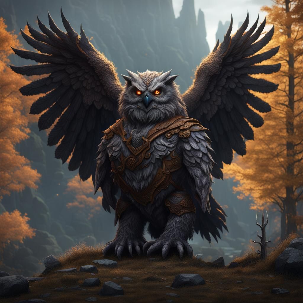 Gothic Owlbear Fantasy Concept Art