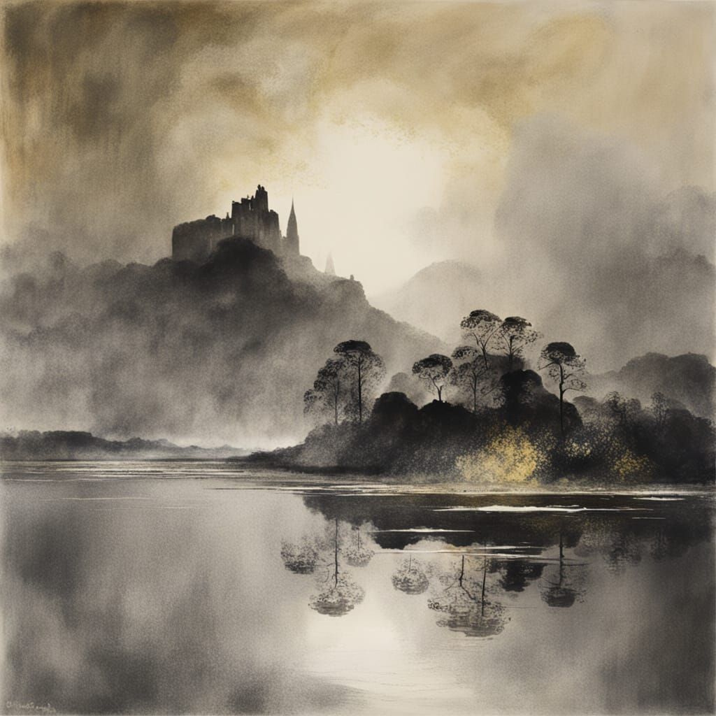 Golden Landscape in Norman Ackroyd Style