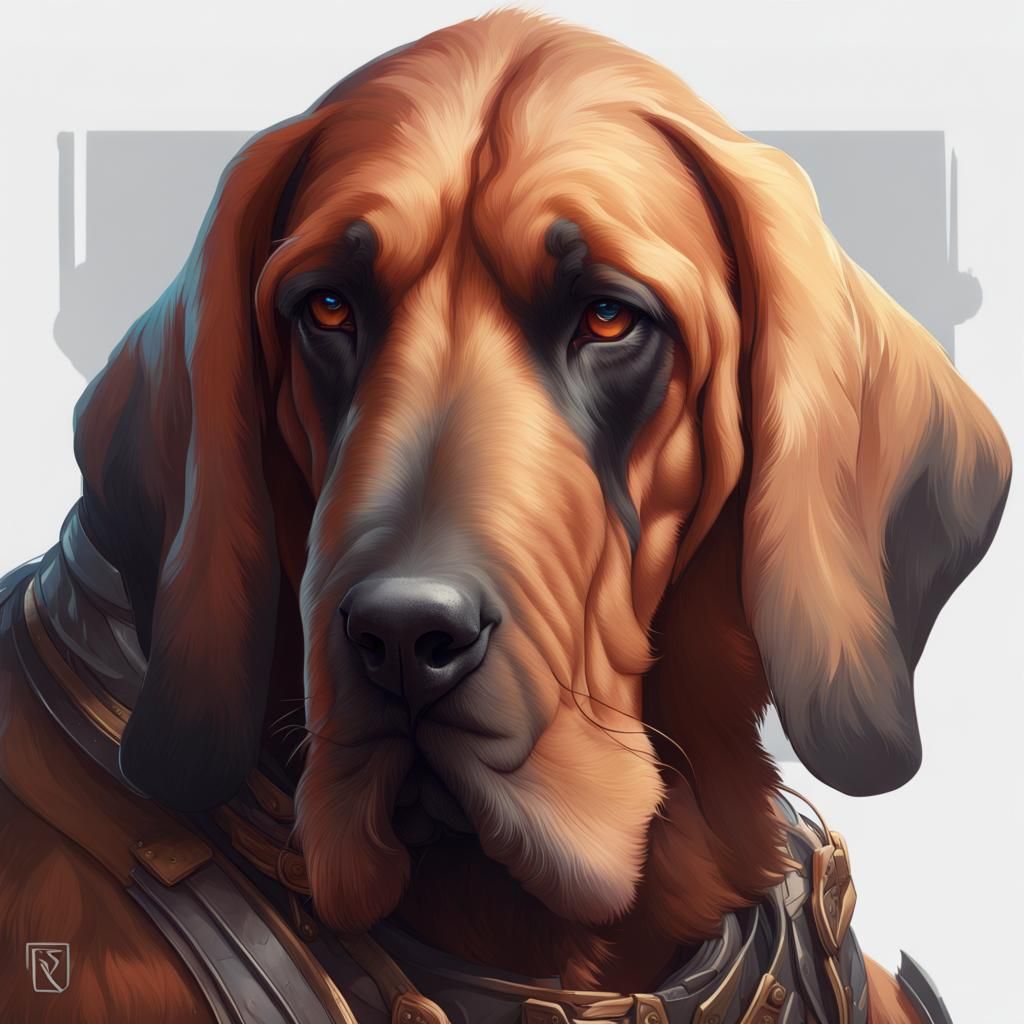 Detailed Bloodhound Portrait in Hyperrealistic Style