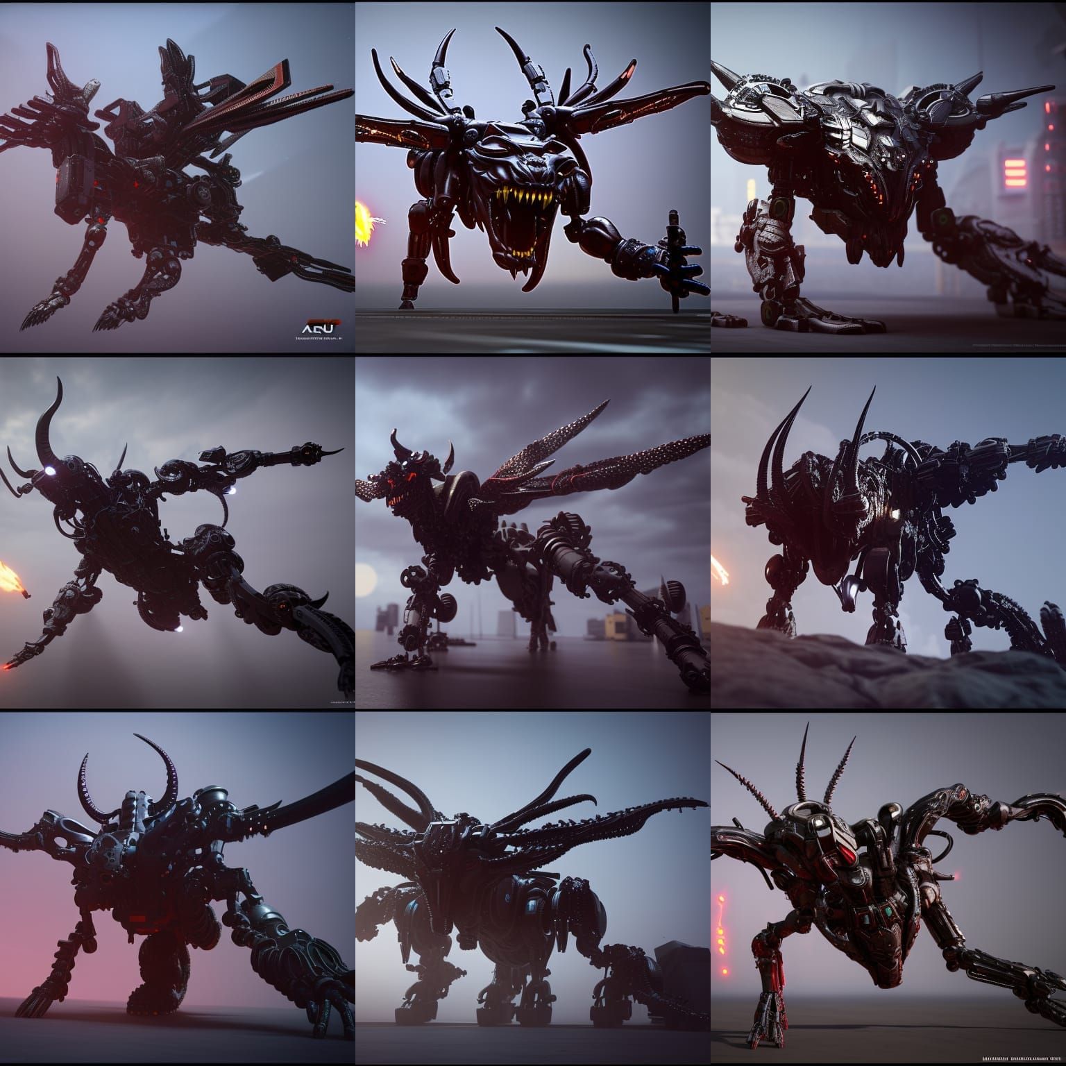 Demonic Mech Realm: Intricate Sci-Fi Ground Shot