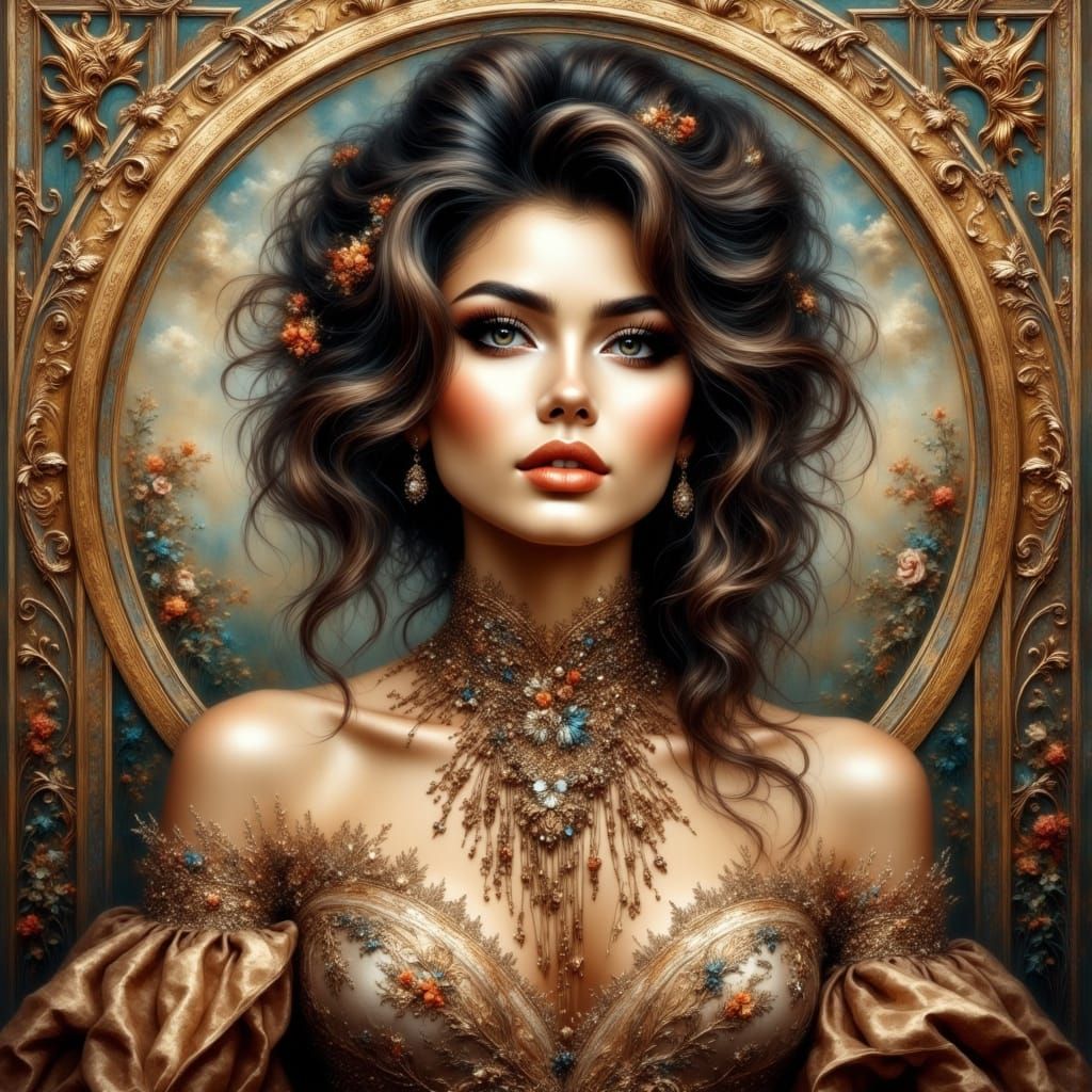 High Fashion Woman in Sequined Gown