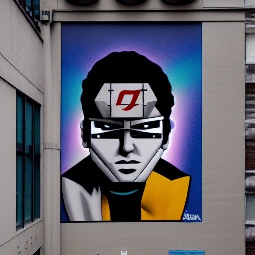 Satoshi Nakamoto Graffiti Art in Hypermodern Style