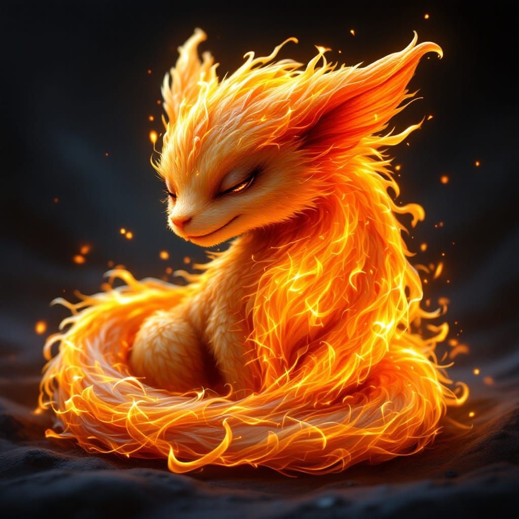 Fiery Baby Griffin: Fantasy Concept Art