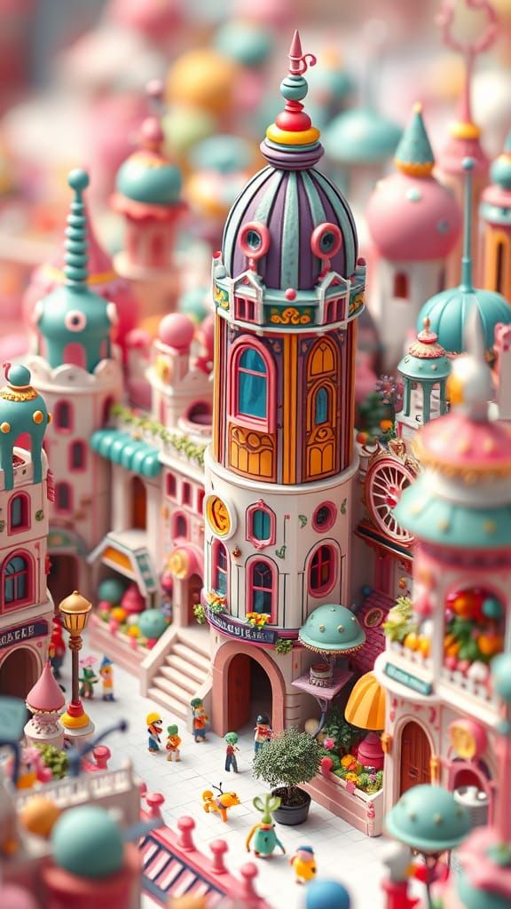 Chibi Metropolis in Whimsical, Hand-Drawn 3D Doodle World