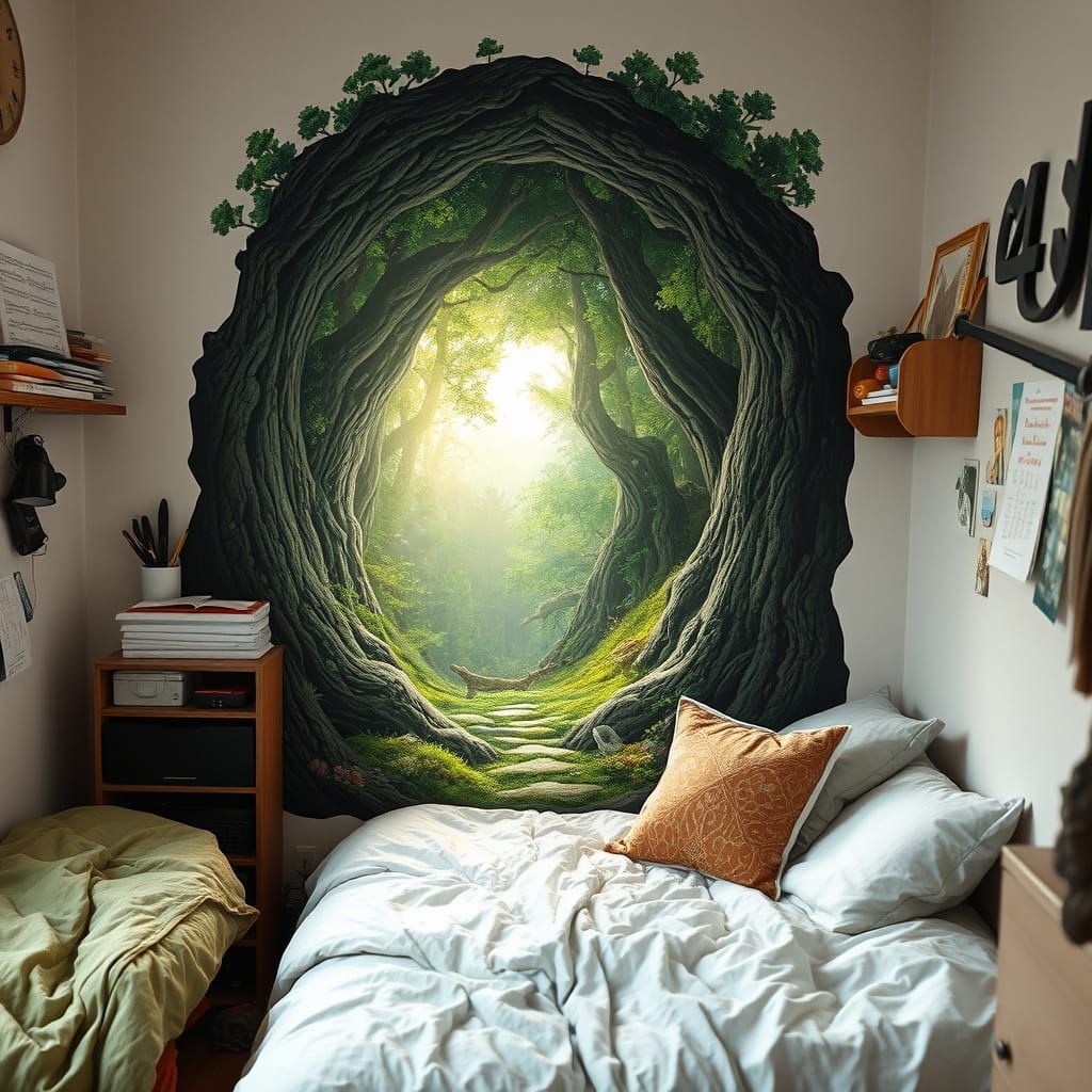 Mythical Forest Portal in Bedroom Wall Art