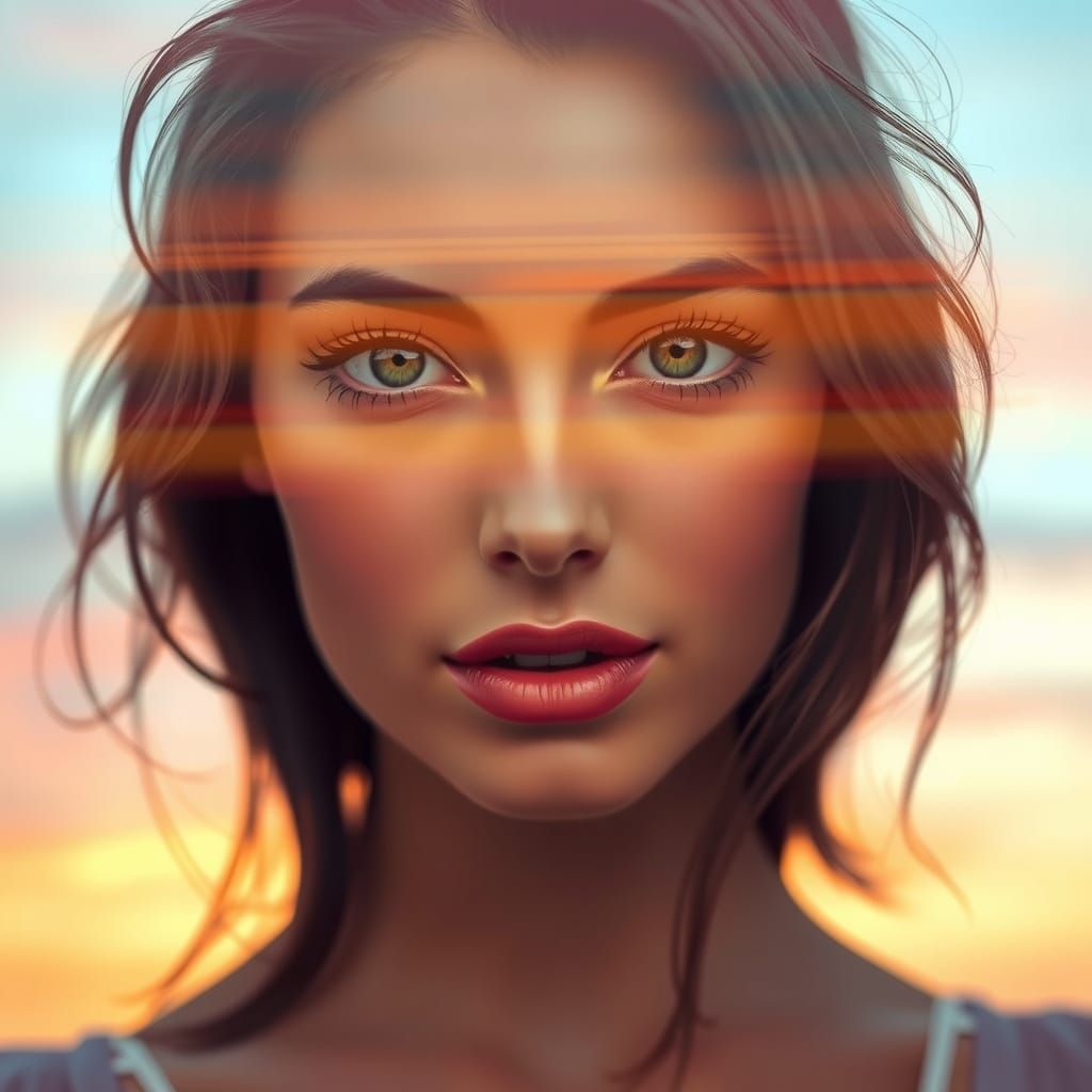 Ethereal Portrait in Warm Sunset Hues