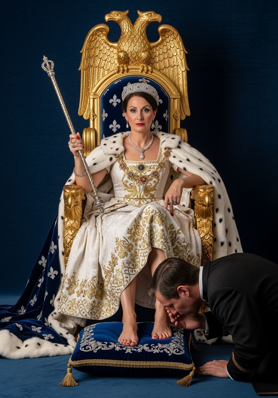 French Empress on Golden Throne in Lavish Royal Portrait